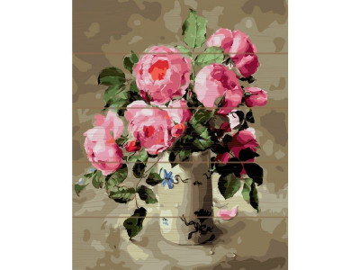 Картина по номерам на дереве 40х50 РОЗОВЫЙ БУКЕТ (26 цветов)