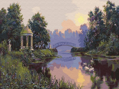 Картина по номерам 40х50 Прищепа. Утренний парк (24 цвета)