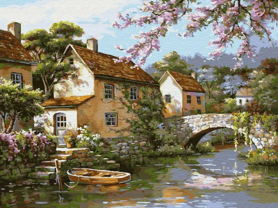 Картина по номерам на дереве 40х50 У КАНАЛА (26 цветов)