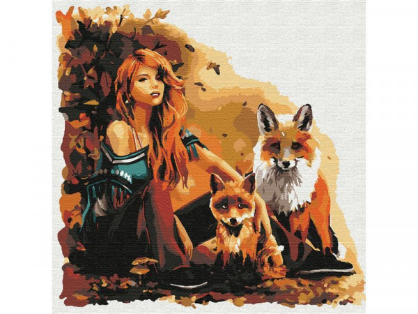 Картина по номерам 30х30 ЛЕСНЫЕ ДРУЗЬЯ (19 цветов)