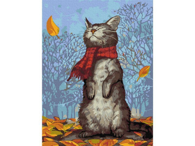 Картина по номерам с цв. схемой на холсте 30х40 КОТ В ШАРФЕ  (20 цветов)