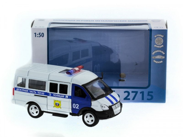 Машина "АВТОПАНОРАМА" инерц. "ГАЗель"(полиция) 1/50, в/к 14,5*8*5,5 см