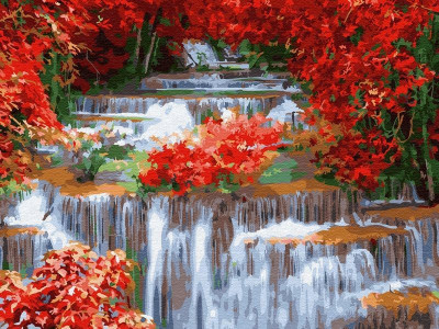 Картина по номерам 40х50 ВОДОПАД (23 цвета)