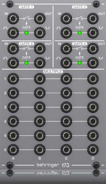 Модульный синтезатор BEHRINGER 173 QUAD GATE/MULTIPLES с 4мя гейтами и патч-матрицей 4х6