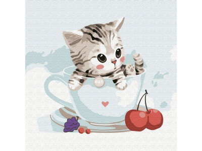 Набор юного художника 20х20 Котенок в кружке (13 цветов)