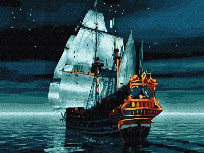 Картина по номерам 40х50 Старинный бриг (21 цвет)