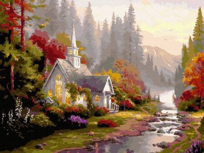 Картина по номерам с цветной схемой 40х50 ДОМ МЕЧТЫ (36 цветов)