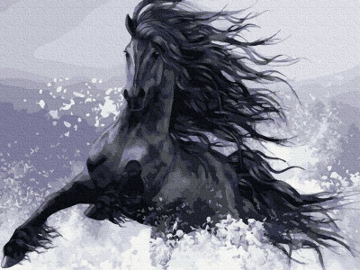 Картина по номерам 40х50 КОНЬ ВОРОНОЙ (17 цветов)