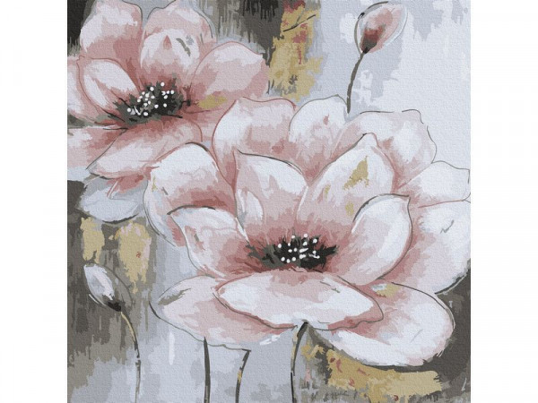 Картина по номерам 30х30 РОЗОВЫЕ ЦВЕТЫ (17 цветов)1/20