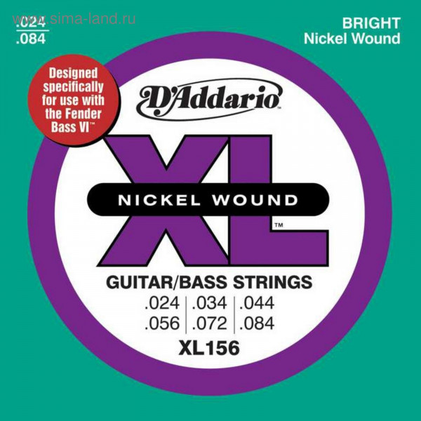 D'Addario XL156 Набор 6 струн для электрогитары/баса Fender 024-084