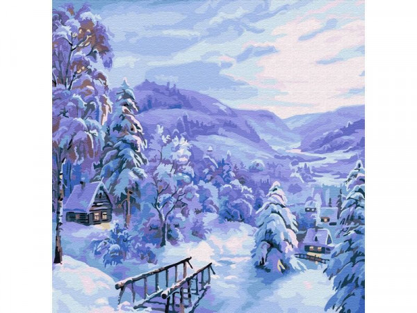 Картина по номерам 30х30 Снежная сказка (20 цветов)