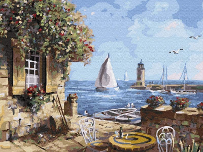 Картина по номерам 40х50 Летнее кафе (28 цветов)