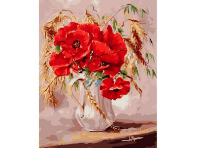 Картина по номерам 40х50 МАКИ ВО РЖИ (28 цветов)