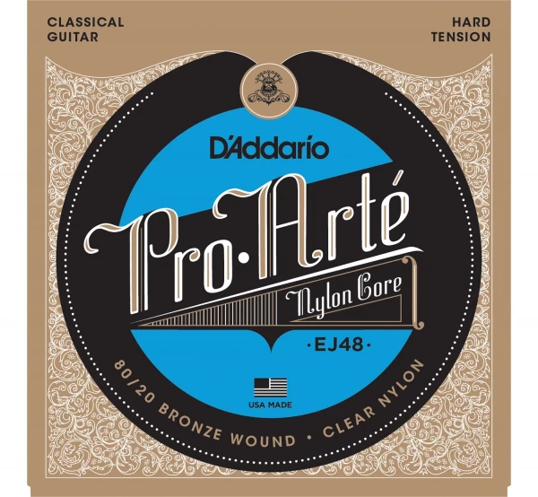 Струны для классической гитары D'ADDARIO EJ48 Gold, Hard Tension