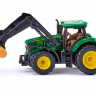Трактор Siku 1540 John Deere с фронтальным погрузчиком для захвата брёвен