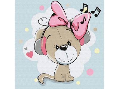 Набор юного художника 20х20 Щенок-музыкант (11 цветов)