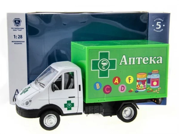 Машина "АВТОПАНОРАМА" "ГАЗель" (аптека) 1/28, в/к 24*14*12 см