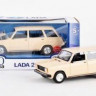 Машина "АВТОПАНОРАМА" ВАЗ 2104 бежевая,1/24, инерция, Pull Bаck механизм, в/к 10*12*22 cм