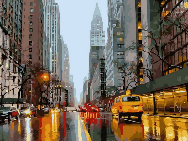 Картина по номерам 40х50 НЬЮ-ЙОРК. МАНХЭТТЕН (26 цветов)