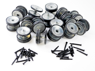 Опорные катки металл. с резиновыми бандажами и оси колёсные для TG Tiger ранняя версия