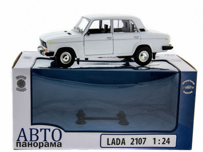 Машина "АВТОПАНОРАМА" ВАЗ 2106 белая,1/22, инерция, Pull Bаck механизм,  в/к 10*12*22 cм