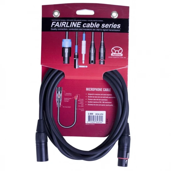 Балансный микрофонный кабель Superlux SFM2.5FM XLR3F - XLR3M 2,5 м