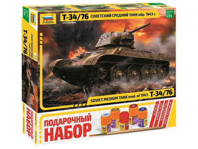 Сборная модель ZVEZDA Советский средний танк "Т-34/76"  обр. 1943г, подарочный набор, 1/35