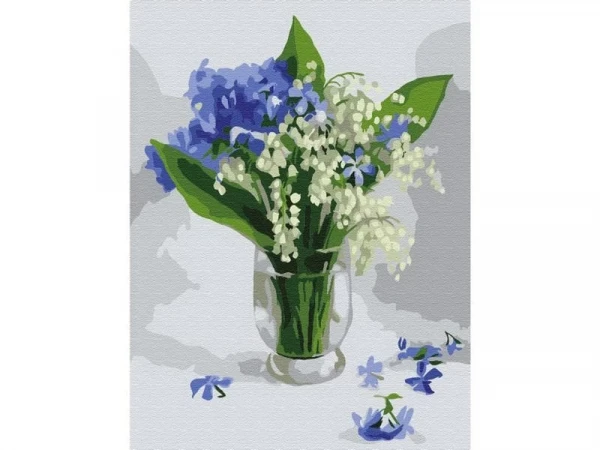 Картина по номерам 15х20 БУКЕТ С ЛАНДЫШАМИ (16 цветов)