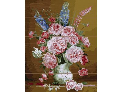 Картина по номерам на дереве 40х50 БУЗИН. СВЕЖИЙ БУКЕТ (25 цветов)