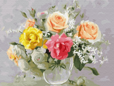 Картина по номерам 40х50 Бузин. Акварельный букет (30 цветов)