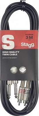 STAGG STC3PCM - сдвоенный аудио кабель 2xJack 1/4" - 2xRCA 3 м