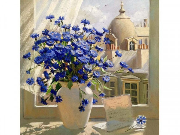 Картина по номерам 30х30 Вид из окна (18 цветов)