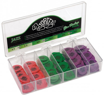 DUNLOP 4720 Tortex Jazz набор медиаторов (216шт, по 36шт .50 .88 1.14мм с острым и округлым концом)