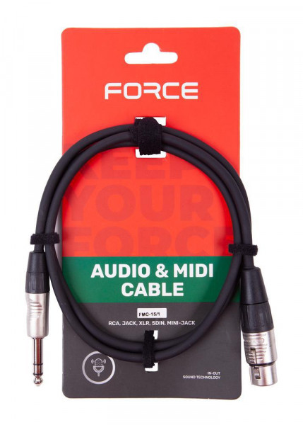 Кабель микрофонный FORCE FMC-15/1 XLR(F) - стерео джек (TRS), 1 м