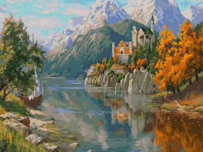 Картина по номерам 40х50 ПРИЩЕПА. ЗАМОК В ГОРАХ (35 цветов)