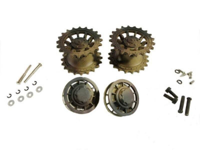 Ведущая звездочка 2 шт и ленивец 2 штуки для танка Tiger (металл) поздняя версия - окрашенная