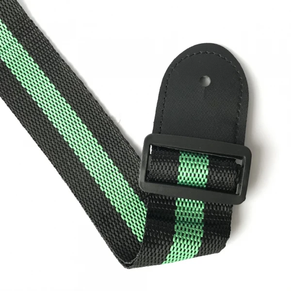 Ремень для акустической или электрогитары ROCKET LS-006-GR полиэстер, цвет - чёрный с зелёной полоской