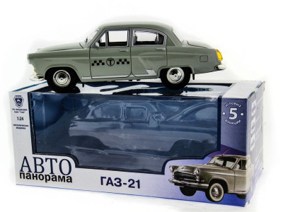 Машина "АВТОПАНОРАМА" ГАЗ-21 "Волга" 1/24 в/к  26*12*11см, серая